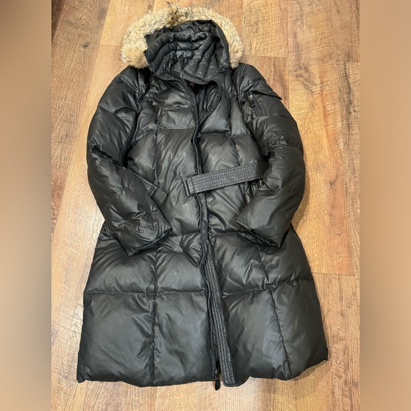 Andrew Marc Black Puffer Coat with Fur Trim - Picture 3 of 11